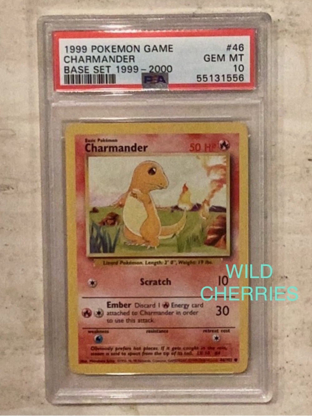 Charmander 1999-2000 4th Print 46/102 Pokemon Base Set PSA 10 TCG #46 WOTC